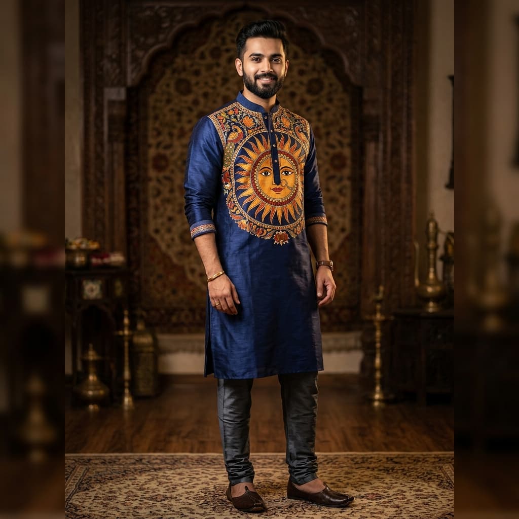 Rangreza Madhubani Silk Kurta
